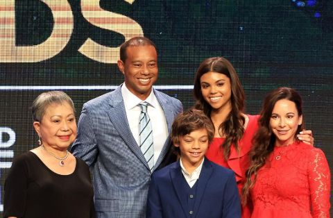 Sam Alexis Woods with her dad Tiger Woods and the rest of her family